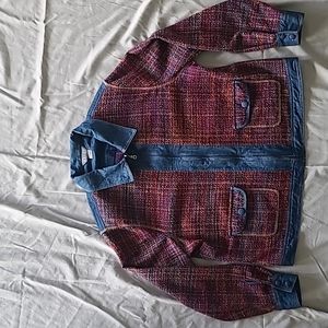 Chambray & Tweed zip up jacket blazer cardigan Koret XL vintage retro